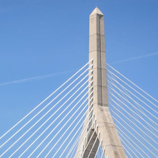 Leonard P. Zakim Bridge in Boston under clear blue sky, representing Boston family offices and financial connections