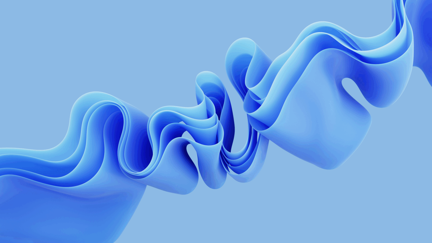 Abstract flowing blue ribbon-like shapes symbolising emerging trends, fluid dynamics, and the shifting landscape explored in Looking Ahead to 2026